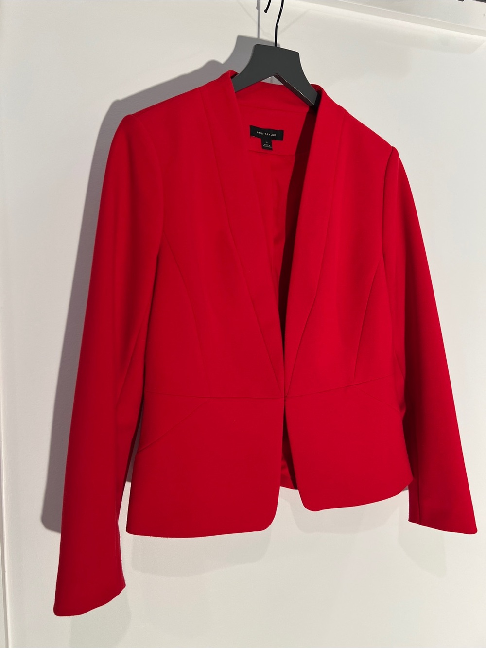 Ann Taylor Red Open-Front Blazer Jacket